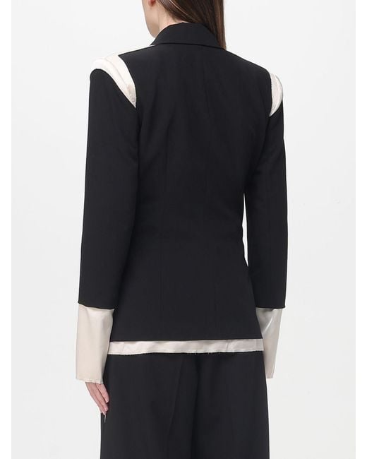 Patrizia Pepe Black Bicolor Single Breasted Blazer