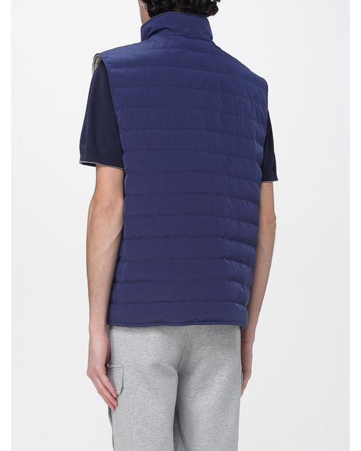 Brunello Cucinelli Blue Padded Polyester Vest for men
