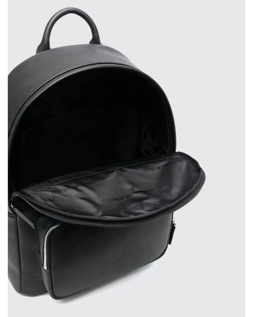 Emporio Armani Black Regenerated Leather Backpack for men