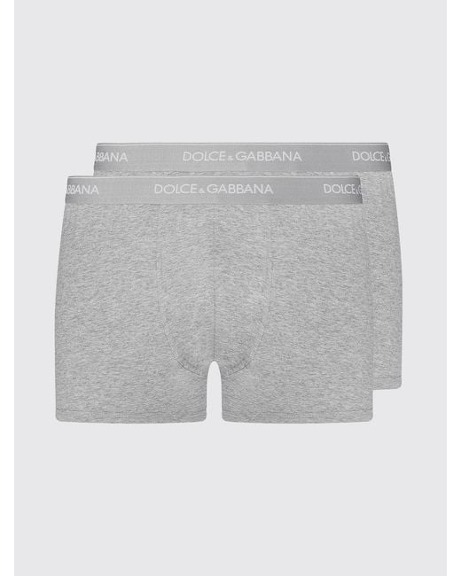 Dolce & Gabbana Gray Dolce &Amp Gabbana Set Of 2 Stretch Cotton Boxer Shorts With Logo for men