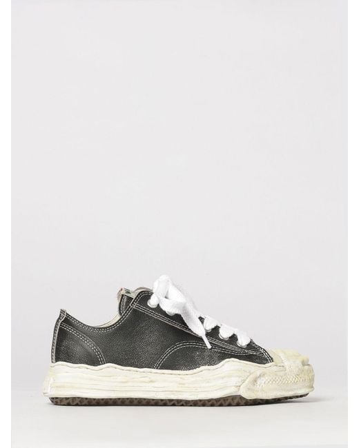 Maison Mihara Yasuhiro White Hank Og Grained Leather Sneakers With Distressed Effect for men