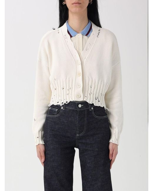 Marni White Distressed Cotton Cardigan