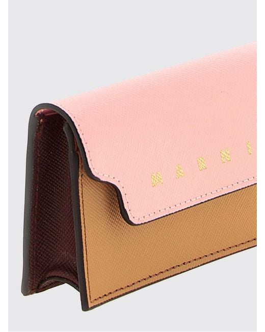 Marni Pink Saffiano Leather Wallet