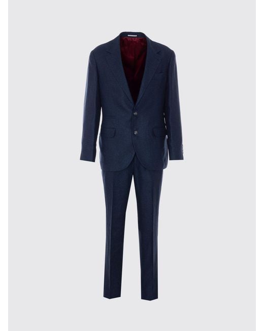 Brunello Cucinelli Blue Linen And Silk Blend Single-Breasted Dress for men