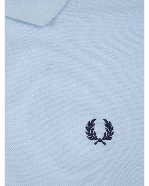 Fred Perry Blue Cotton Polo Shirt With Logo for men