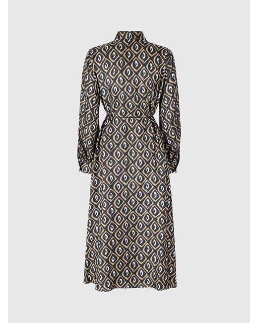 Max Mara Black Printed Silk Shirt Dress