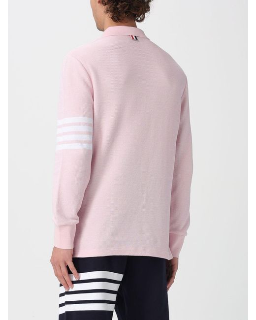 Thom Browne Pink 4-Bar Cotton Polo for men
