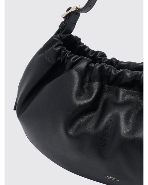 A.P.C. Black Ninon Rounded Synthetic Leather Shoulder Bag With Adjustable Handle