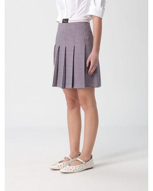 Marni Purple Pleated Viscose Blend Skirt With Logo