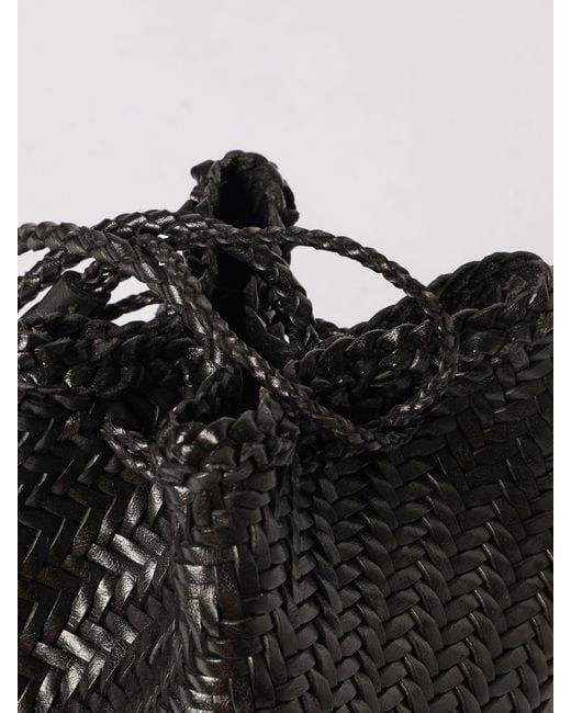 Dragon Diffusion Pompom Double Jump Woven Leather Bag in Black | Lyst