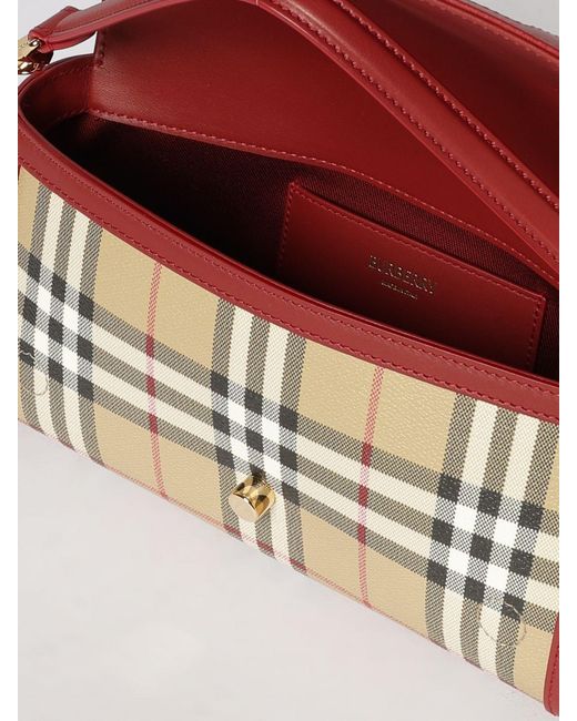 Burberry Pink Note Coated Cotton Bag With Vintage Check Print