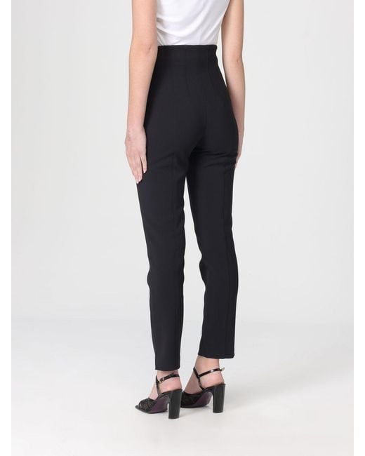 Elisabetta Franchi Blue Double Stretch Crepe Trousers With Logo