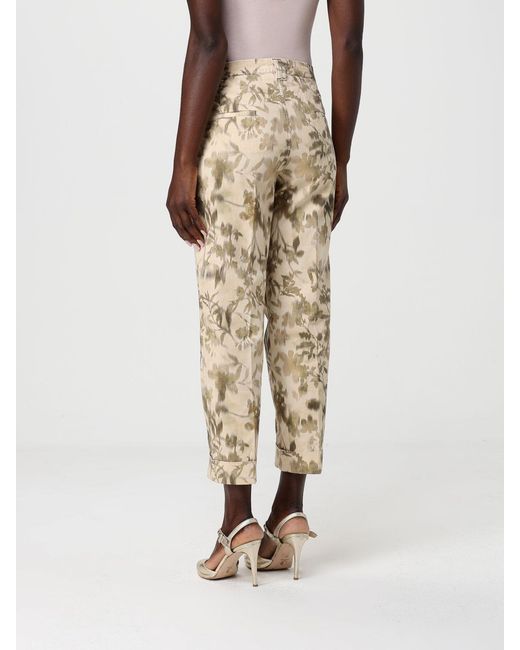 Mason's Natural Printed Stretch Cotton Cropped Fit Trousers