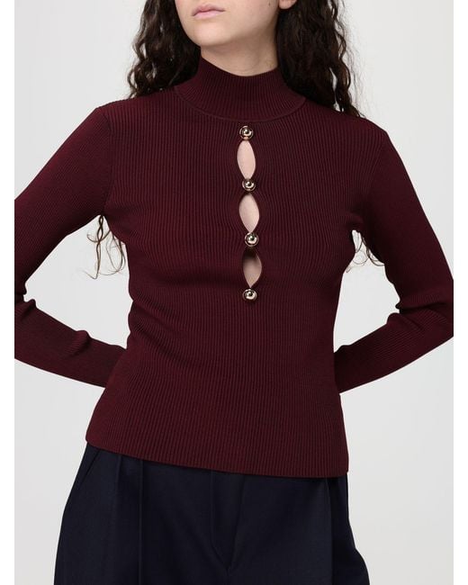 Self-Portrait Red Viscose Blend Turtleneck Sweater