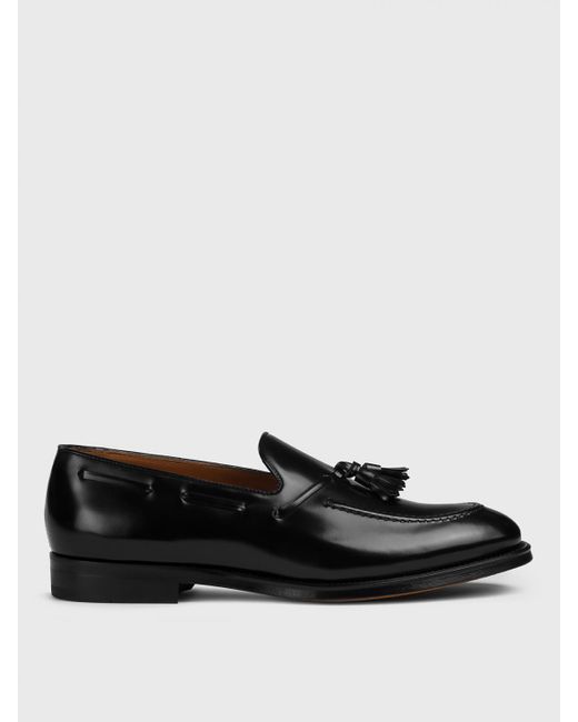 Doucal's Black Brushed Leather Loafers With Tassels for men