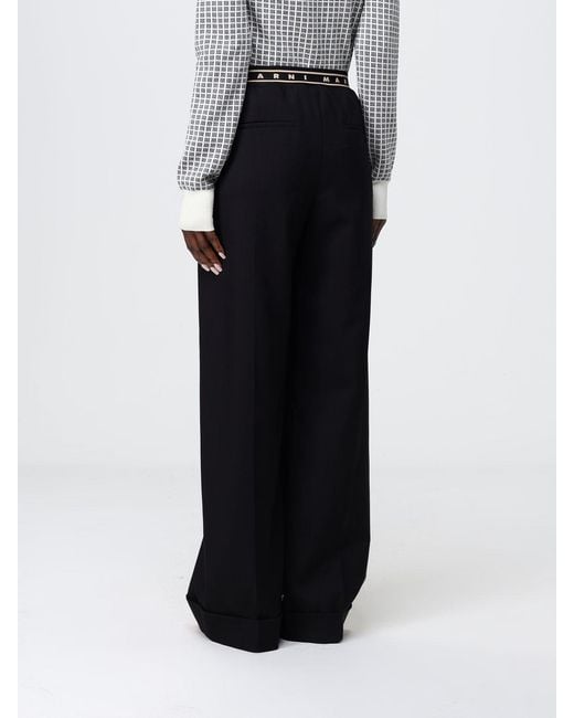 Marni Black Virgin Wool Palazzo Trousers