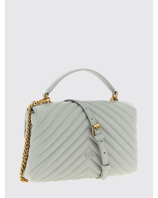 Pinko Gray Lady Love Bag Puff Quilted Chevron Nappa