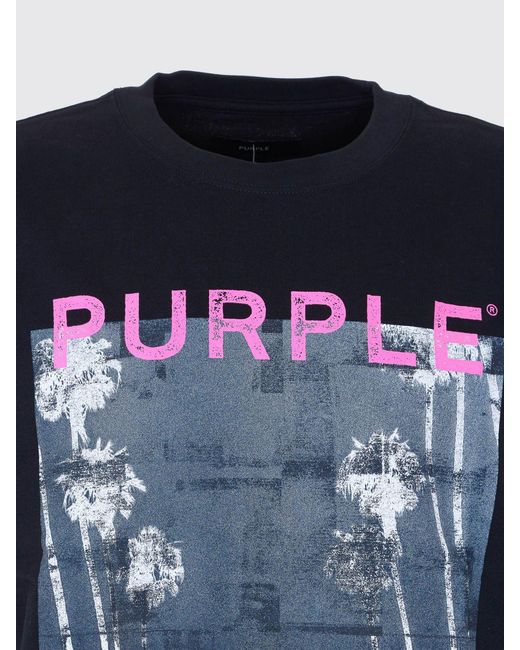 Purple Blue Graphic Print Cotton T-Shirt With A Crew Neck And Dropped Shoulders for men