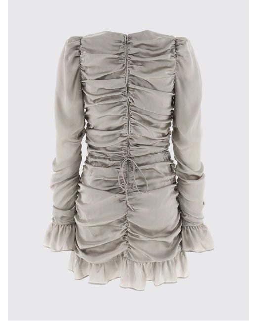 ROTATE BIRGER CHRISTENSEN Gray Draped Silk Dress