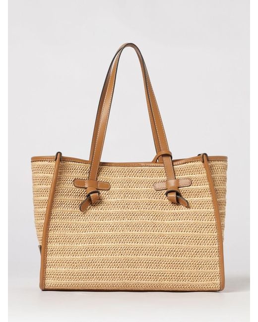 Gianni Chiarini Natural Marcella Raffia And Leather Bag
