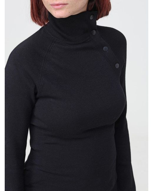 Dondup Black Slim Fit Viscose Turtleneck Jumper With Shoulder Buttons