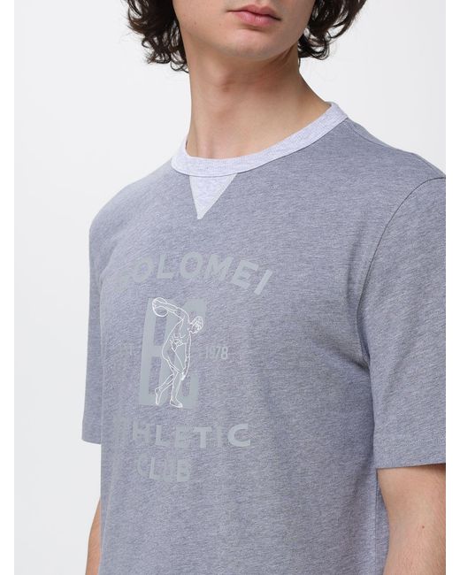 Brunello Cucinelli Gray Printed Cotton T-Shirt for men