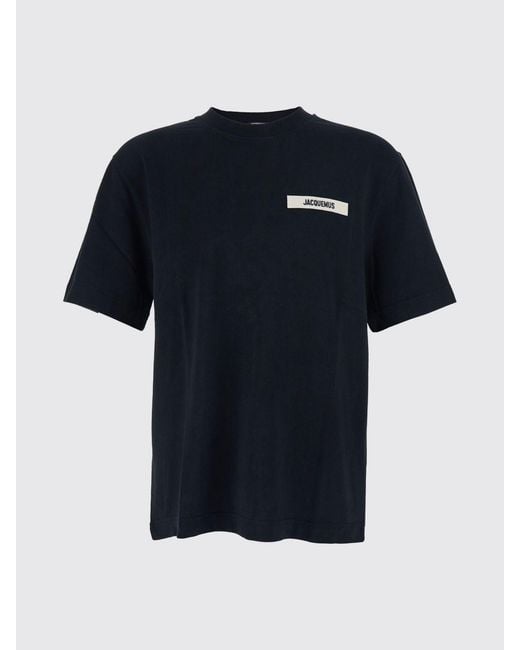 Jacquemus Blue Contrast Appliqué Logo Cotton Crew-Neck T-Shirt for men