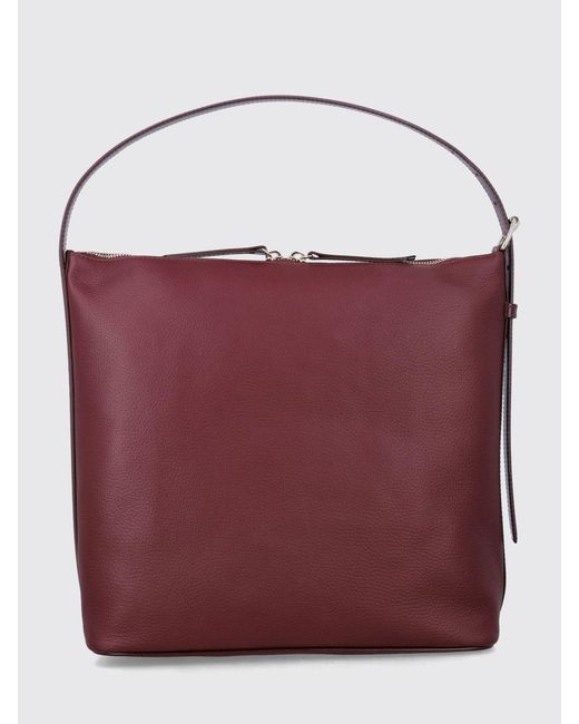 A.P.C. Red Vera Grained Leather Shoulder Bag With Laminated Logo
