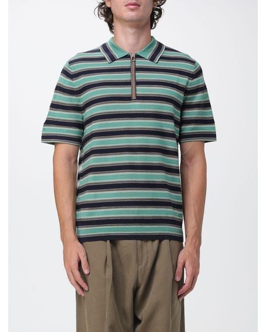 Paul Smith Green Single-Breasted Cotton And Nylon Blend Trench Coat With Concealed Closure for men