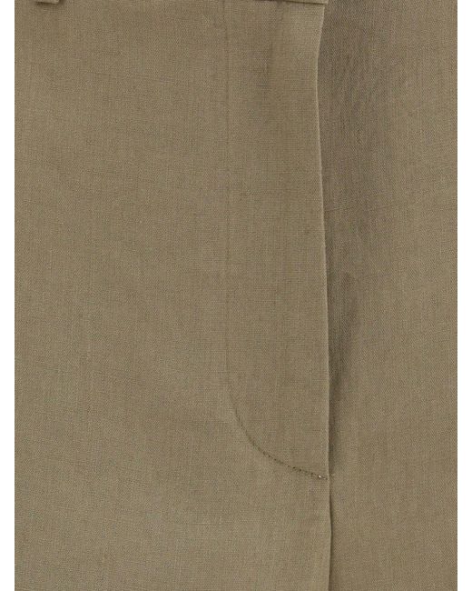 Giorgio Armani Natural Wide Leg Linen Trousers