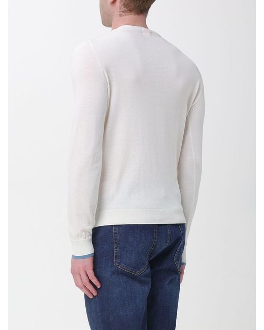 Sun 68 White Crew Neck Cotton Pullover for men
