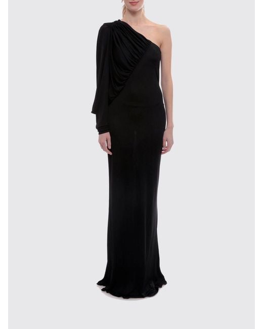 Saint Laurent Black One-Shoulder Long Evening Gown