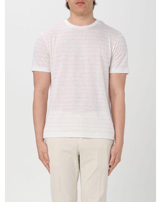 T-shirt in cotone e lino di Eleventy in White da Uomo