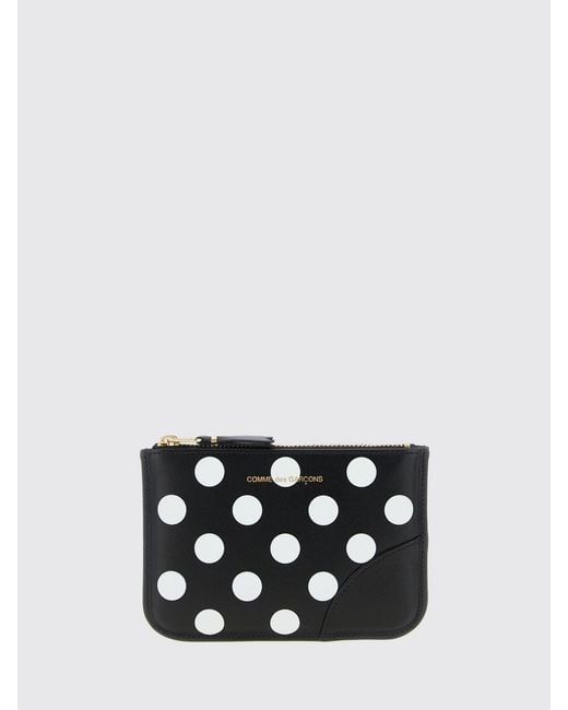 Comme des Garçons Black Leather Wallet With Polka Dot Print