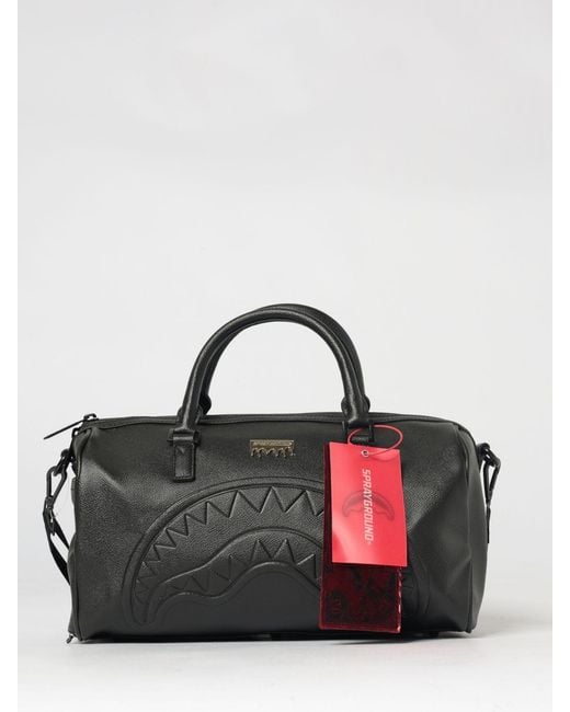 Sprayground Black Faux Leather Duffle Bag With Embossed Logo for men