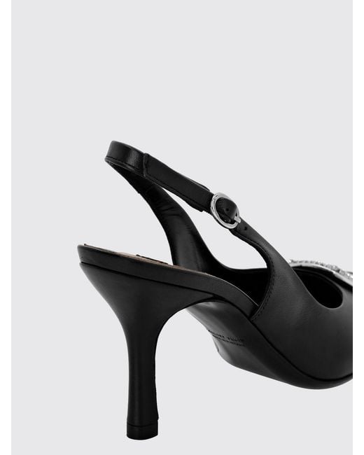 Philipp Plein Black Leather Slingback Pumps With Jewel Buckle And Stiletto Heel