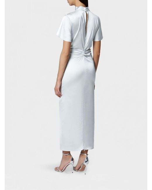 ROTATE BIRGER CHRISTENSEN White Ruched Waist Midi Sheath Dress