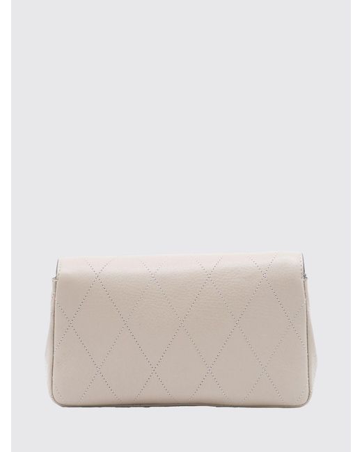 Tory Burch Natural Charlie Quilted Leather Mini Crossbody Bag With Double T Logo