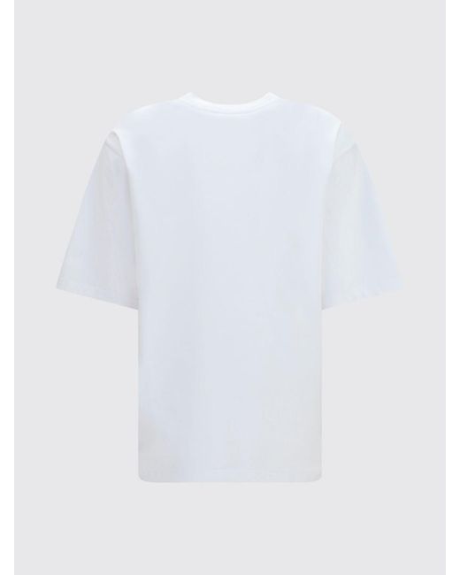 Dolce & Gabbana White Dolce &Amp Gabbana Cotton Crewneck T-Shirt With Contrast Logo And Dropped Shoulders