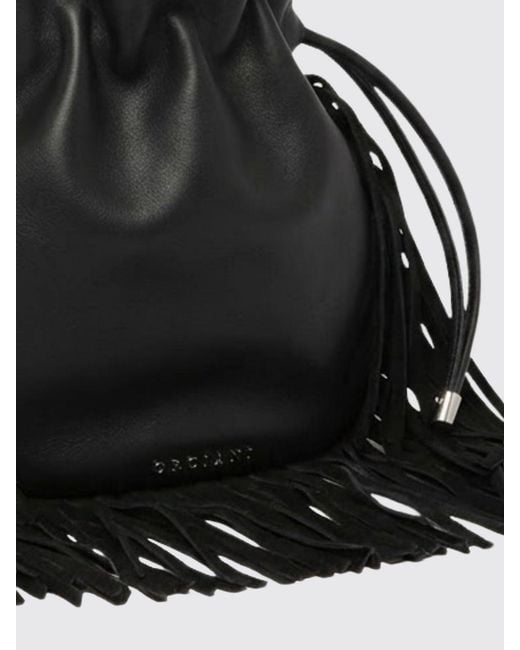 Orciani Black Juice Jungle Leather Bag With Fringes