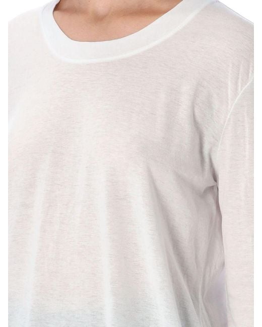 James Perse White Long-Sleeved Pure Cotton T-Shirt With Crew Neck