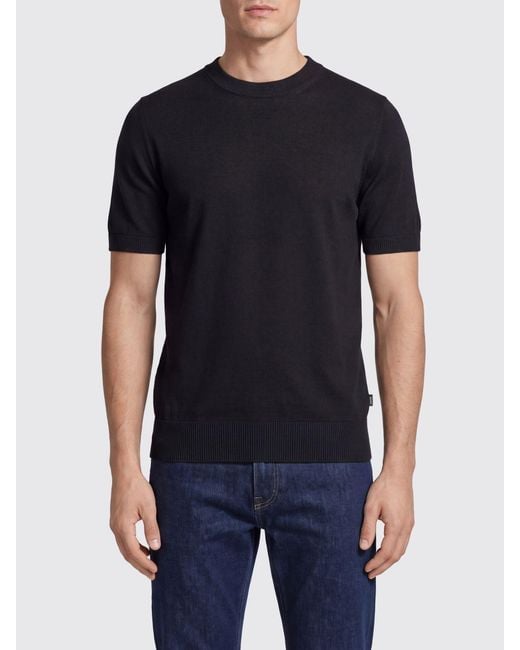 Boss Black Short-Sleeved Crew-Neck Jumper for men
