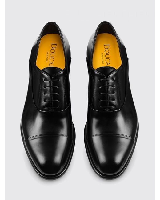 Doucal's White Leather Oxford Shoes for men
