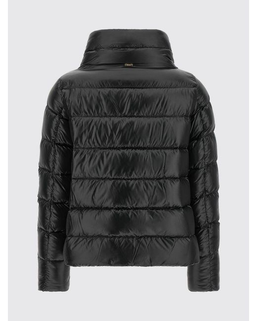 Herno Black Short Quilted Ultralight Nylon Down Jacket With High Neck And Drawstring