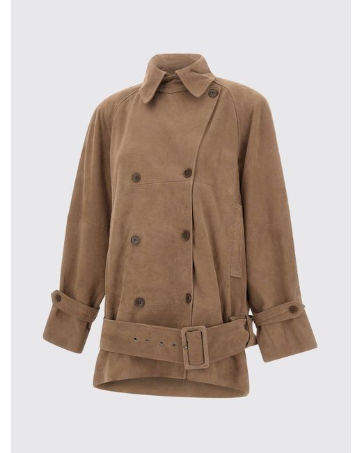 ROTATE BIRGER CHRISTENSEN Brown Double Breasted Oversized Trench Coat
