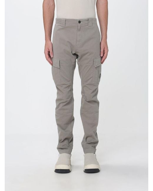 C P Company Gray Slim Fit Stretch Cotton Cargo Trousers for men