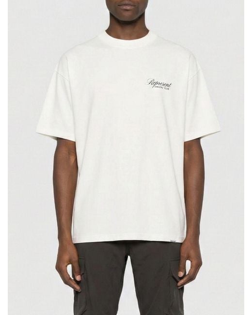 Represent White Cotton Logo T-Shirt for men