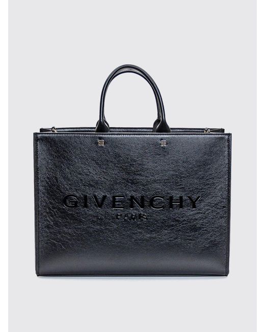 Borsa in pelle cracklè con logo tono su tono di Givenchy in Black