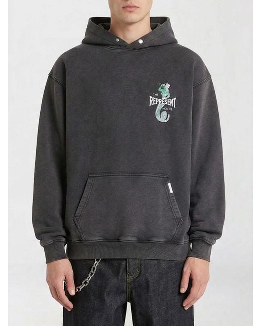 Represent Gray Cotton Hoodie for men