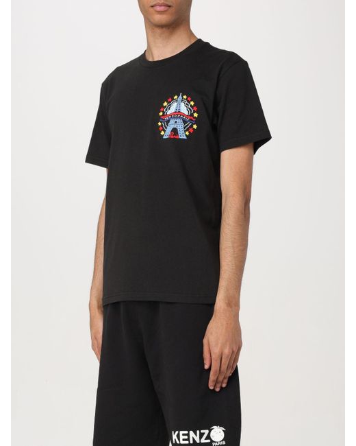 T-shirt in cotone con stampa logo di KENZO in Black da Uomo
